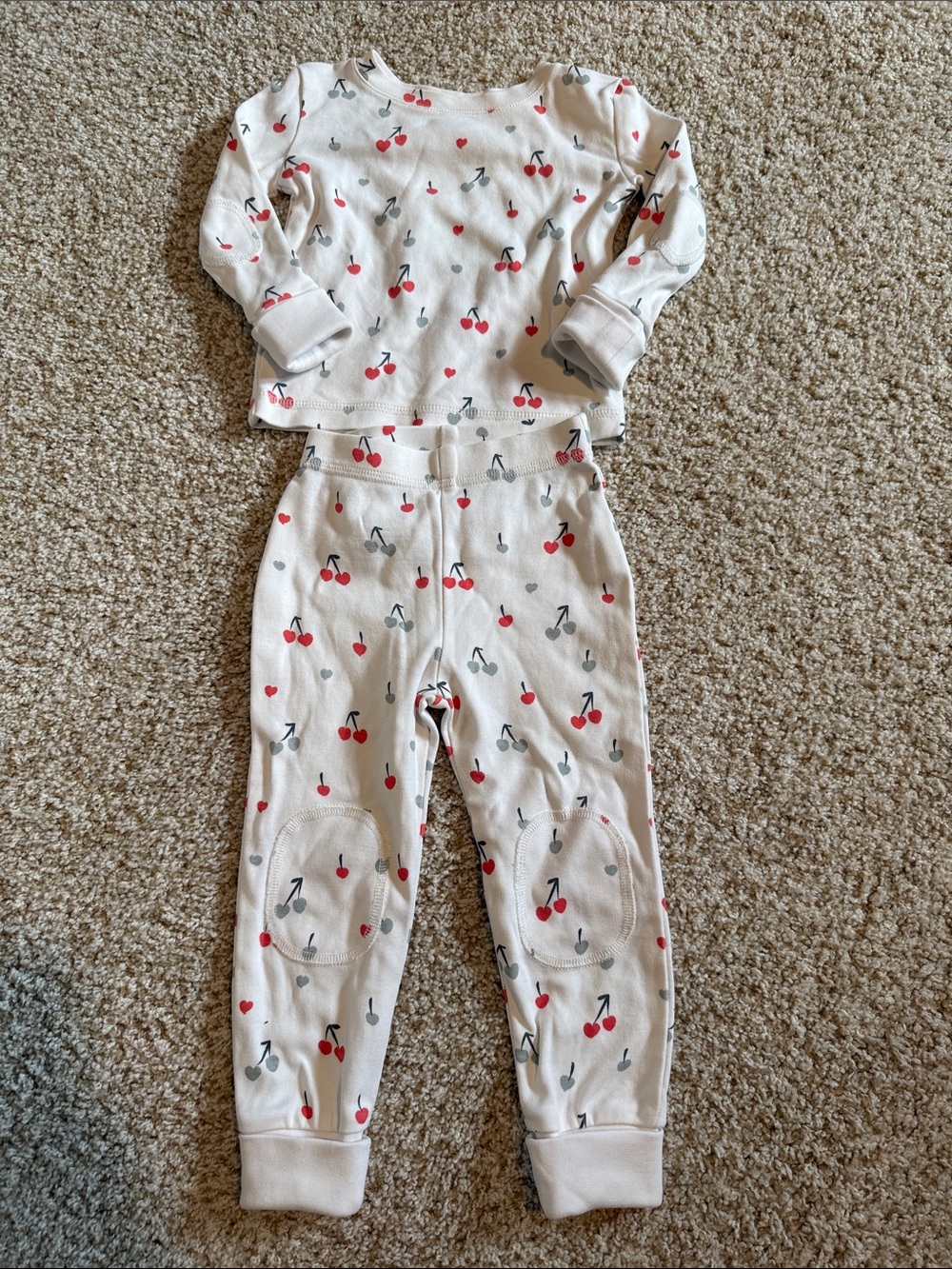 Cherry-Print Cream Long-Sleeve Pajama Set by Pehr